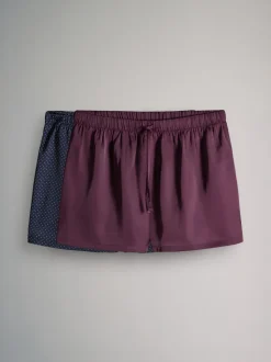 The Set 2 Pack Satin Pyjamas Shorts Burgundy/Navy Polka Dot