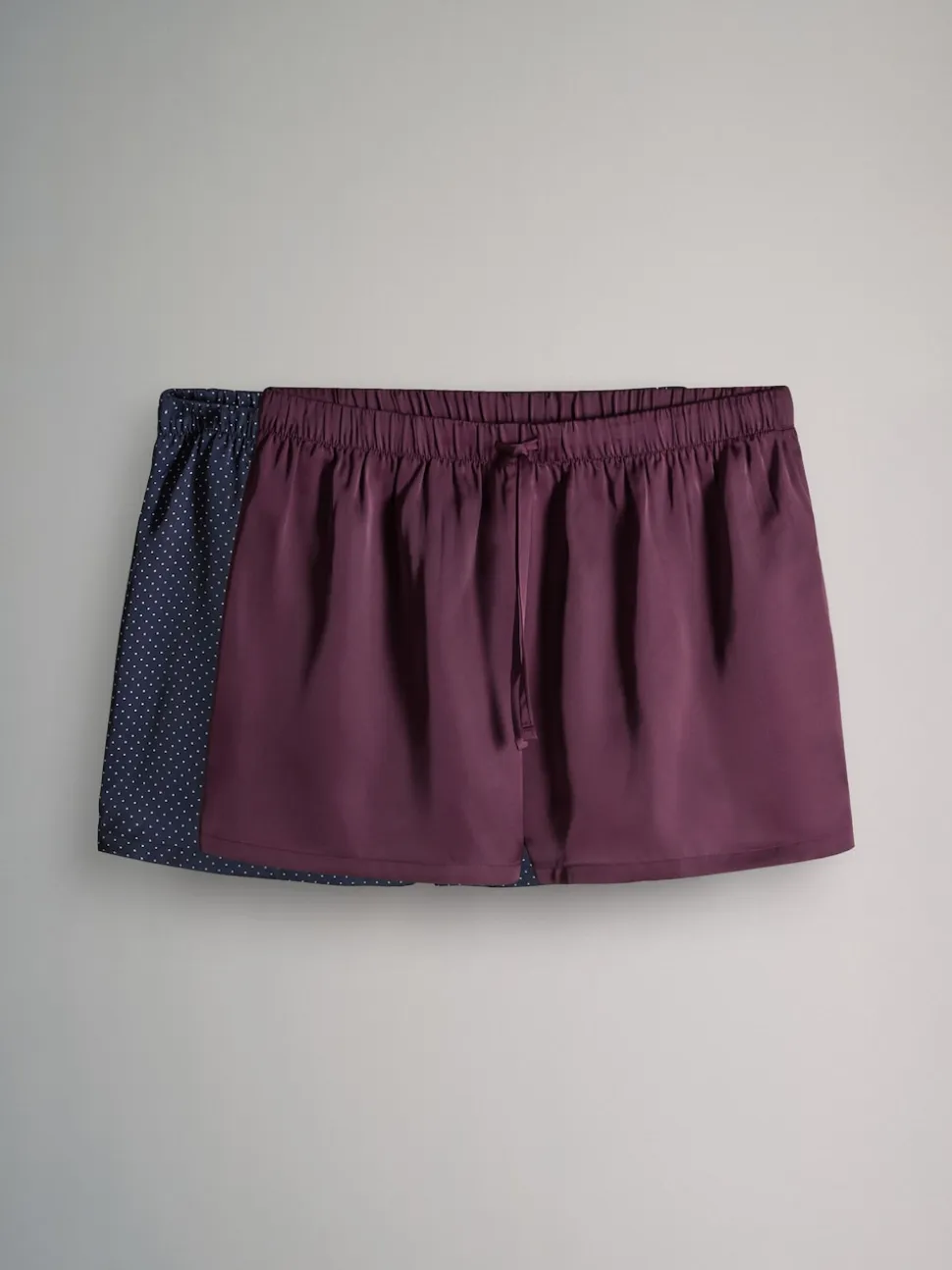 The Set 2 Pack Satin Pyjamas Shorts Burgundy/Navy Polka Dot