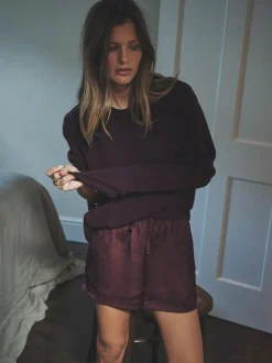 The Set 2 Pack Satin Pyjamas Shorts Burgundy/Navy Polka Dot