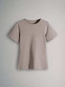 The Set 5 Pack Short Sleeve Fitted Crew Neck T-Shirts Black/Brown/Neutral/Nude/White