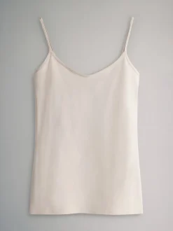 The Set 7 Pack Thin Strap Vest Tops Chocolate Brown/Cream/White/Blues
