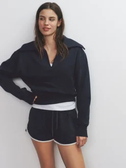 The Set 2 Pack Trophy Neck Long Sleeve Sweat Tops Navy/Cream