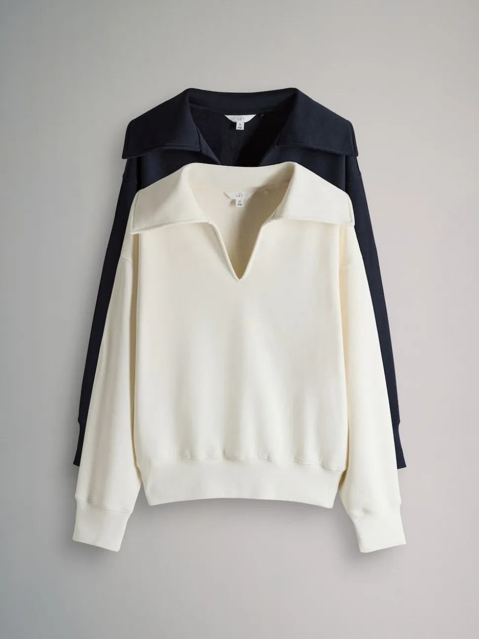 The Set 2 Pack Trophy Neck Long Sleeve Sweat Tops Navy/Cream