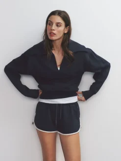 The Set 2 Pack Trophy Neck Long Sleeve Sweat Tops Navy/Cream