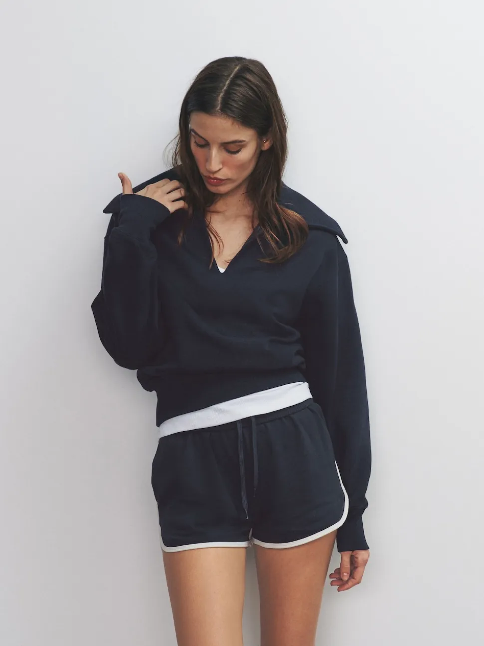 The Set 2 Pack Trophy Neck Long Sleeve Sweat Tops Navy/Cream