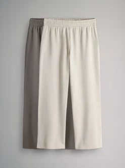 The Set 2 Pack Wide Leg Joggers Brown/Cream
