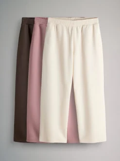 The Set 3 Pack Wide Leg Joggers Chocolate Brown/Pink/Cream