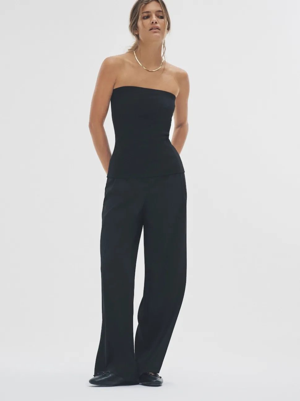 The Set 2 Pack Wide Leg Pleated Trousers Black/Grey