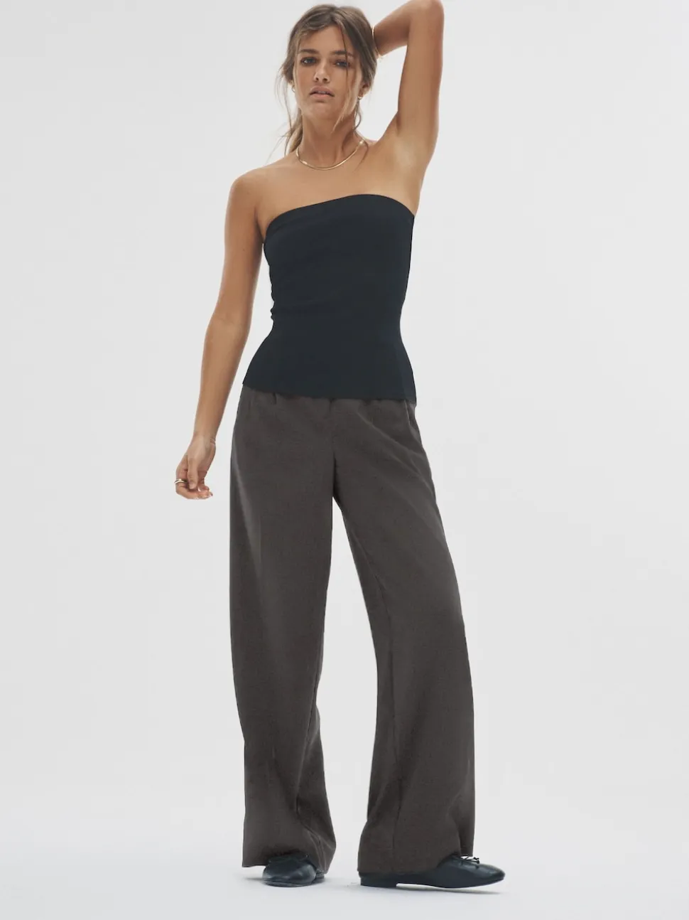 The Set 2 Pack Wide Leg Pleated Trousers Black/Grey