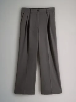 The Set 2 Pack Wide Leg Pleated Trousers Black/Grey