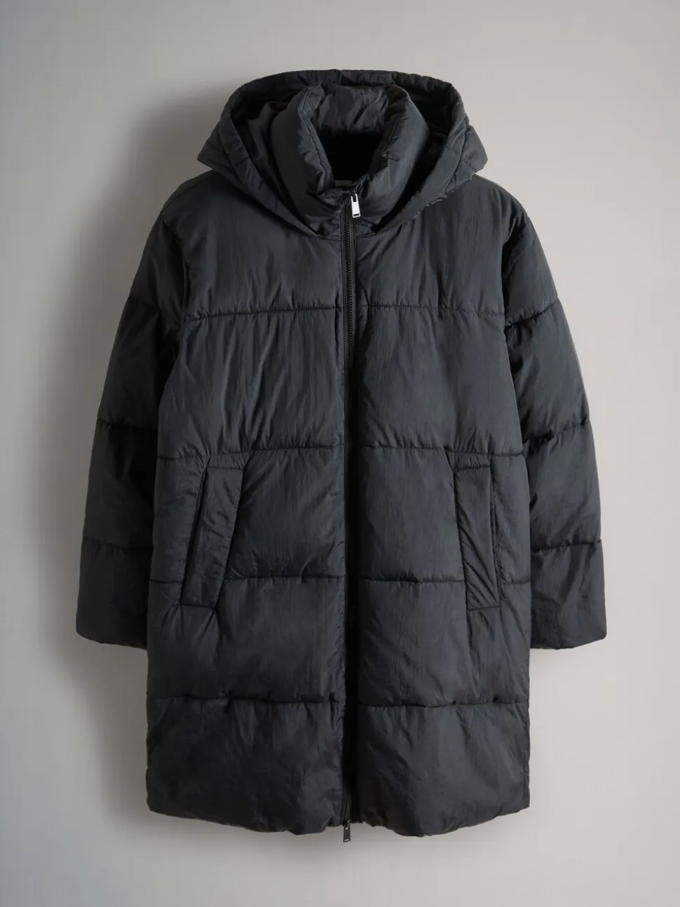 The Set Hooded Longline Padded Midi Coat Black