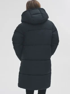 The Set Hooded Longline Padded Midi Coat Black