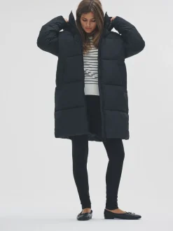 The Set Hooded Longline Padded Midi Coat Black