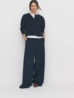 The Set Khaki Green/Navy Blue Wide Leg Side Stripe Trackpants 2 Pack