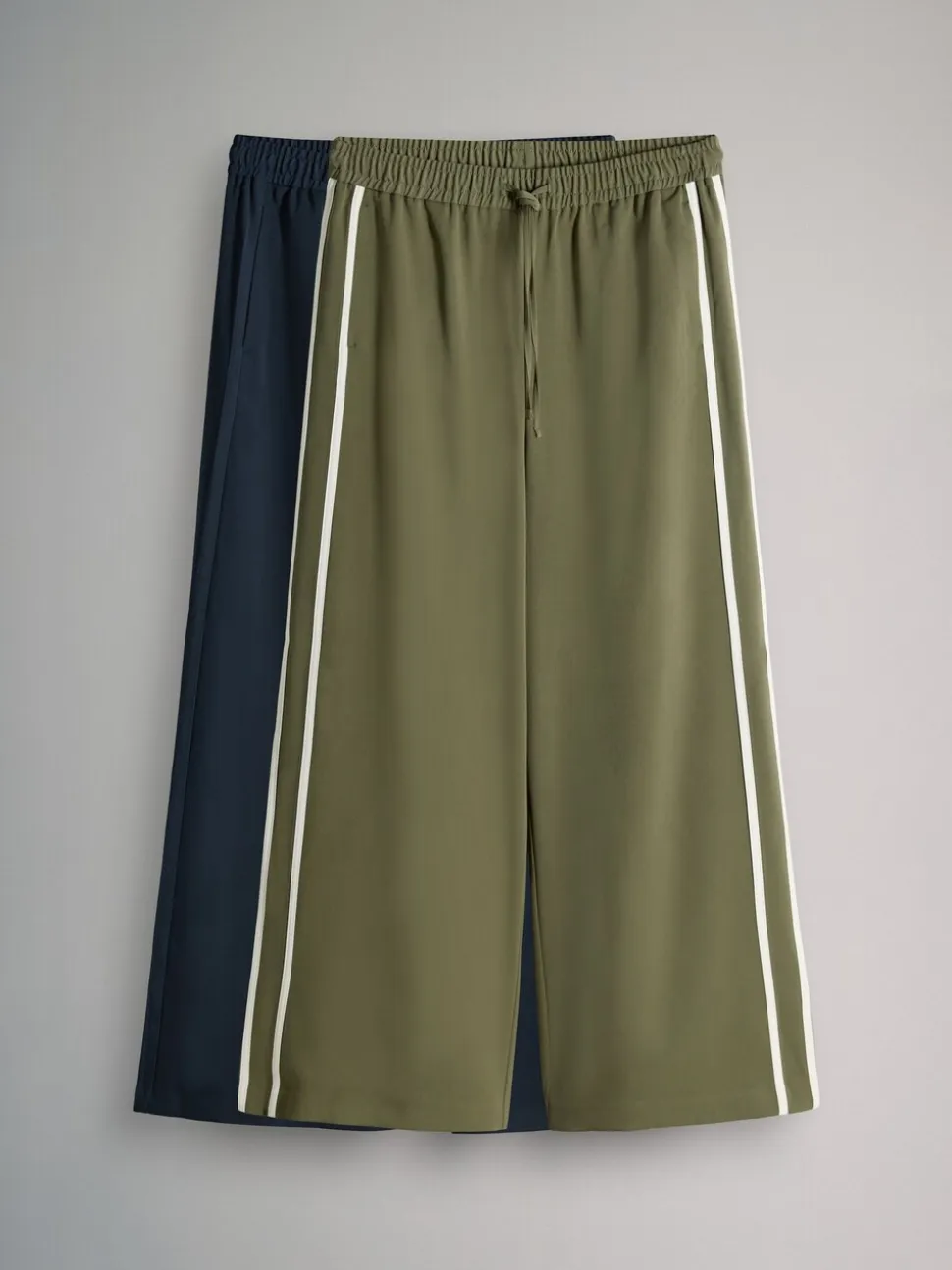 The Set Khaki Green/Navy Blue Wide Leg Side Stripe Trackpants 2 Pack