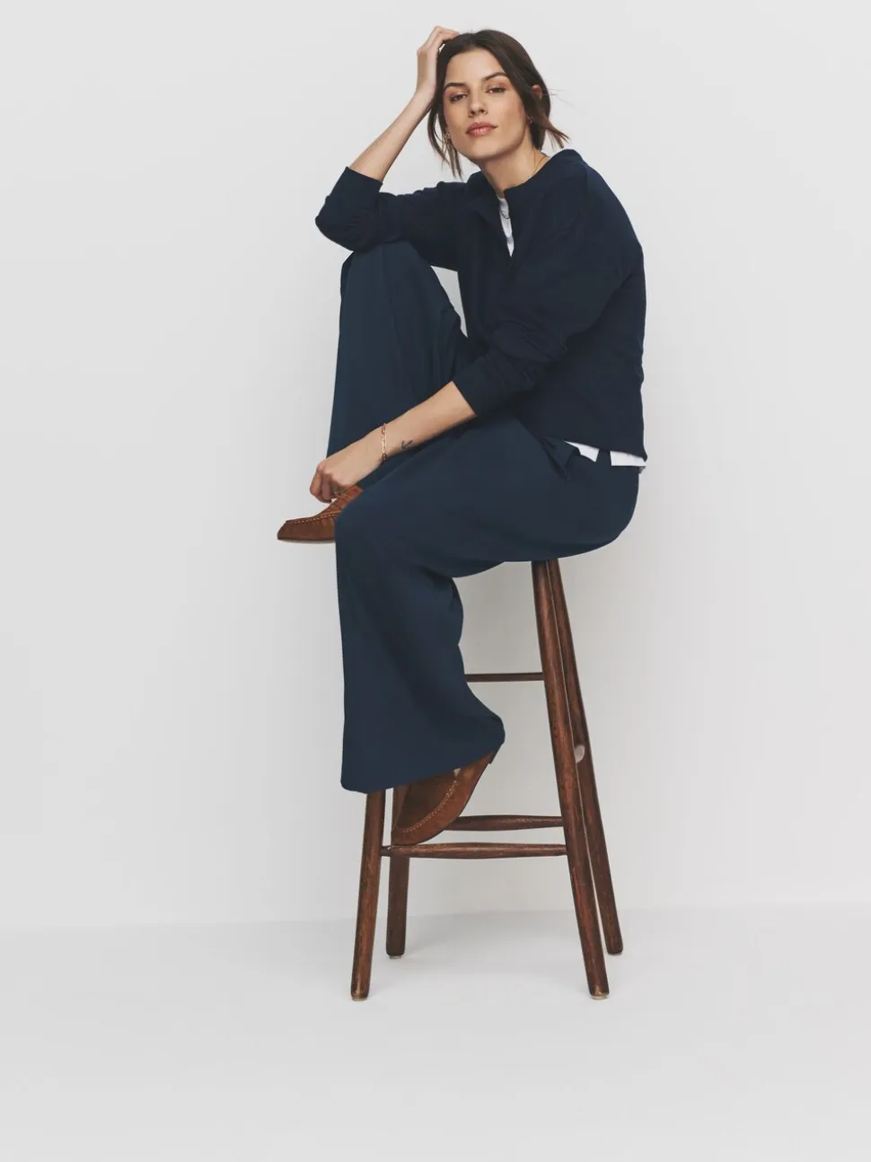 The Set Khaki Green/Navy Blue Wide Leg Side Stripe Trackpants 2 Pack