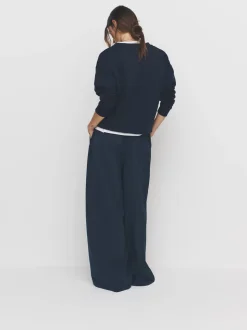 The Set Khaki Green/Navy Blue Wide Leg Side Stripe Trackpants 2 Pack
