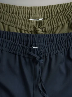 The Set Khaki Green/Navy Blue Wide Leg Side Stripe Trackpants 2 Pack
