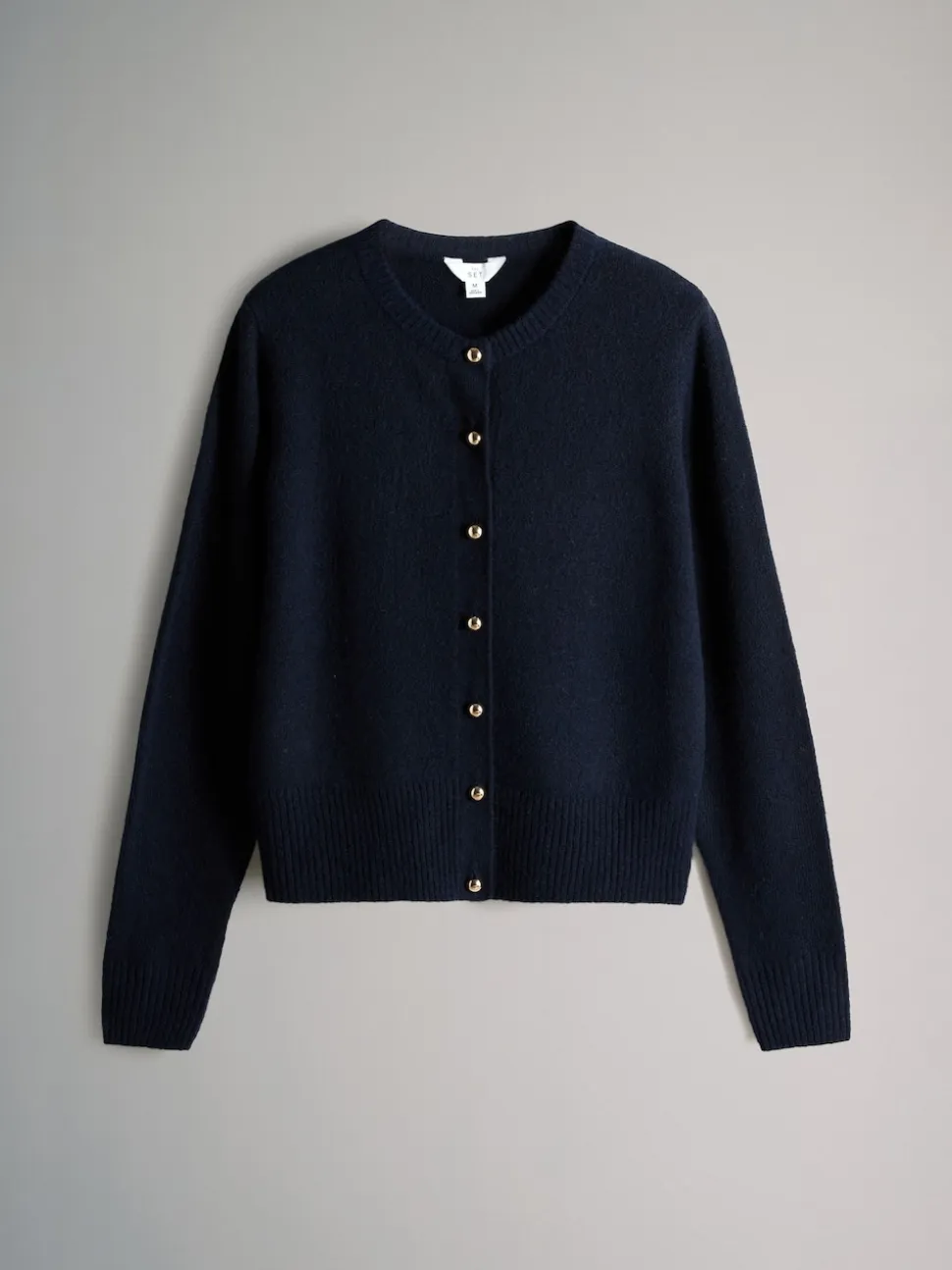 The Set Navy/Cream Stripe 2 Pack Gold Button Knitted Cardigans With Wool