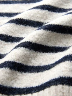 The Set Navy/Cream Stripe 2 Pack Gold Button Knitted Cardigans With Wool