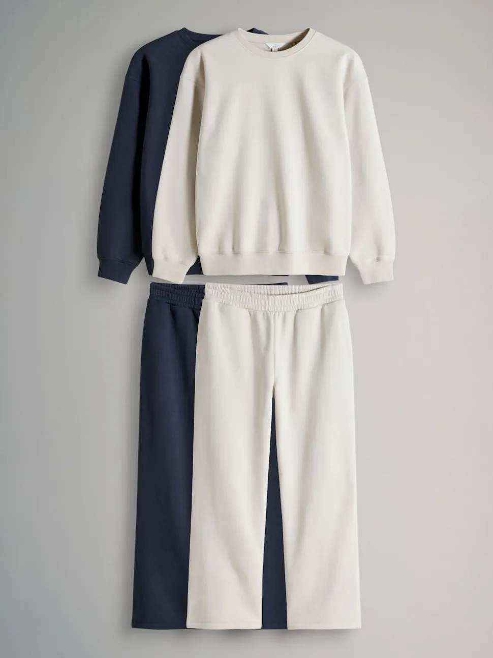 The Set Navy/Oatmeal 4 Pack Crew Neck Sweat and Wide Leg Joggers