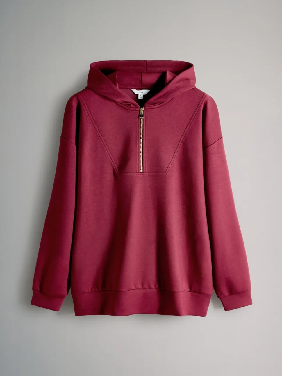 The Set Oversized Modal Zip Through Sweatshirt & Joggers Set Burgundy Red