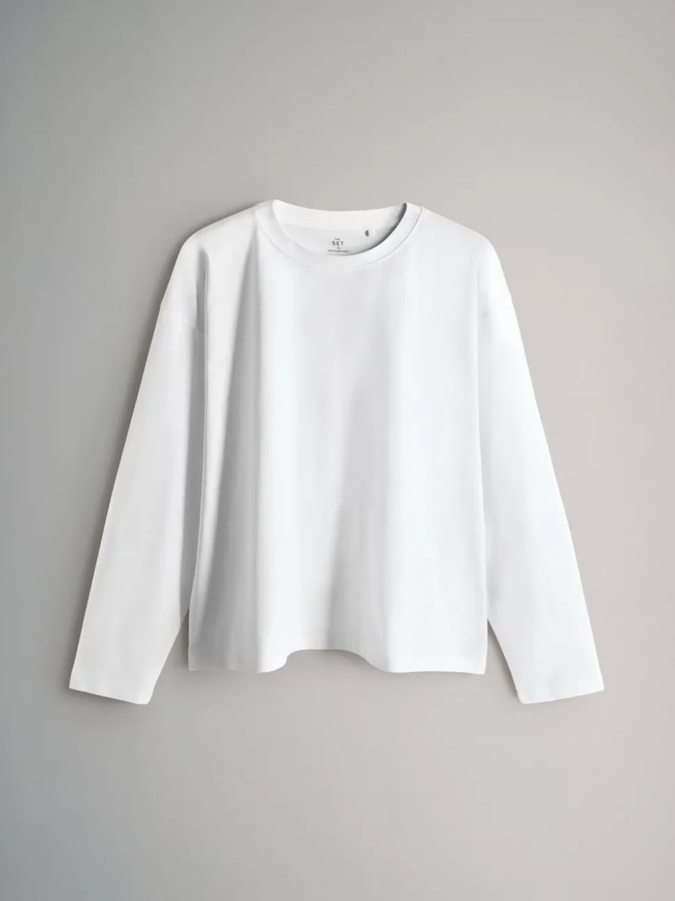 The Set Relaxed Fit 4 Pack 100% Cotton Relaxed Long Sleeve T-Shirts Light Green/Pink/White/Stripe