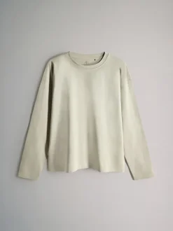 The Set Relaxed Fit 4 Pack 100% Cotton Relaxed Long Sleeve T-Shirts Light Green/Pink/White/Stripe