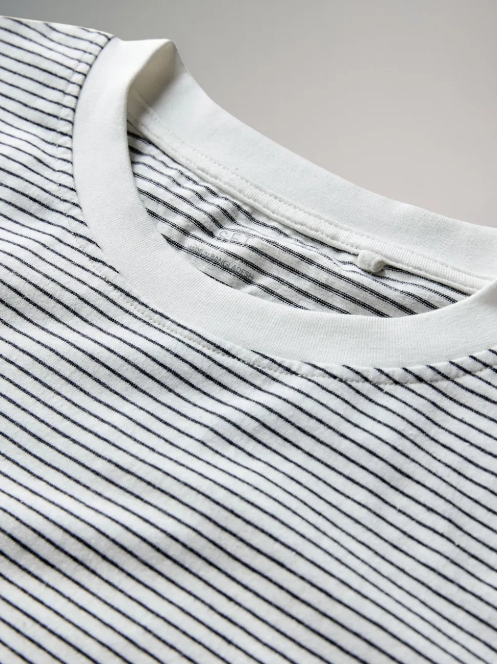 The Set Relaxed Fit 4 Pack 100% Cotton Relaxed Long Sleeve T-Shirts Light Green/Pink/White/Stripe