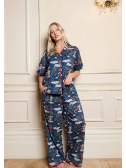 Their Nibs Navy Blue Lucky Love Cotton Voile Oversized Long Pyjamas Set