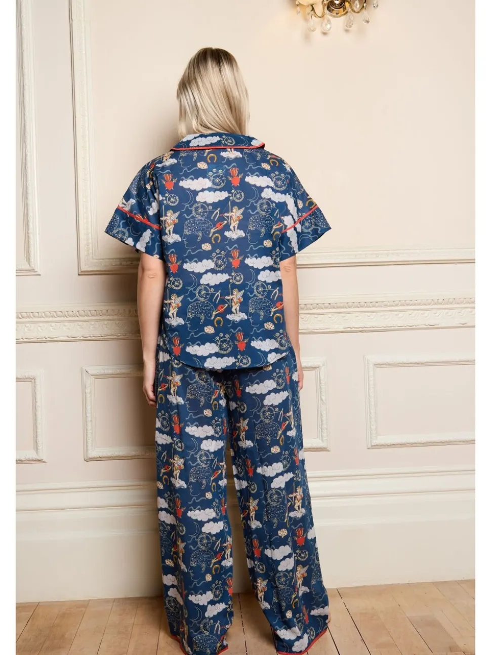 Their Nibs Navy Blue Lucky Love Cotton Voile Oversized Long Pyjamas Set