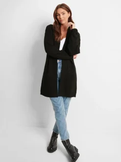 Threadbare Black Cable Knit Cardigan