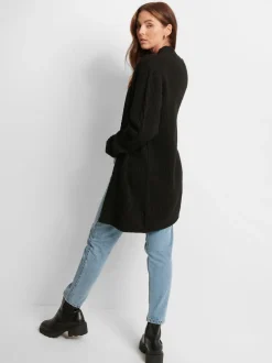 Threadbare Black Cable Knit Cardigan