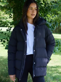 Threadbare Black Curve Puffer Jacket