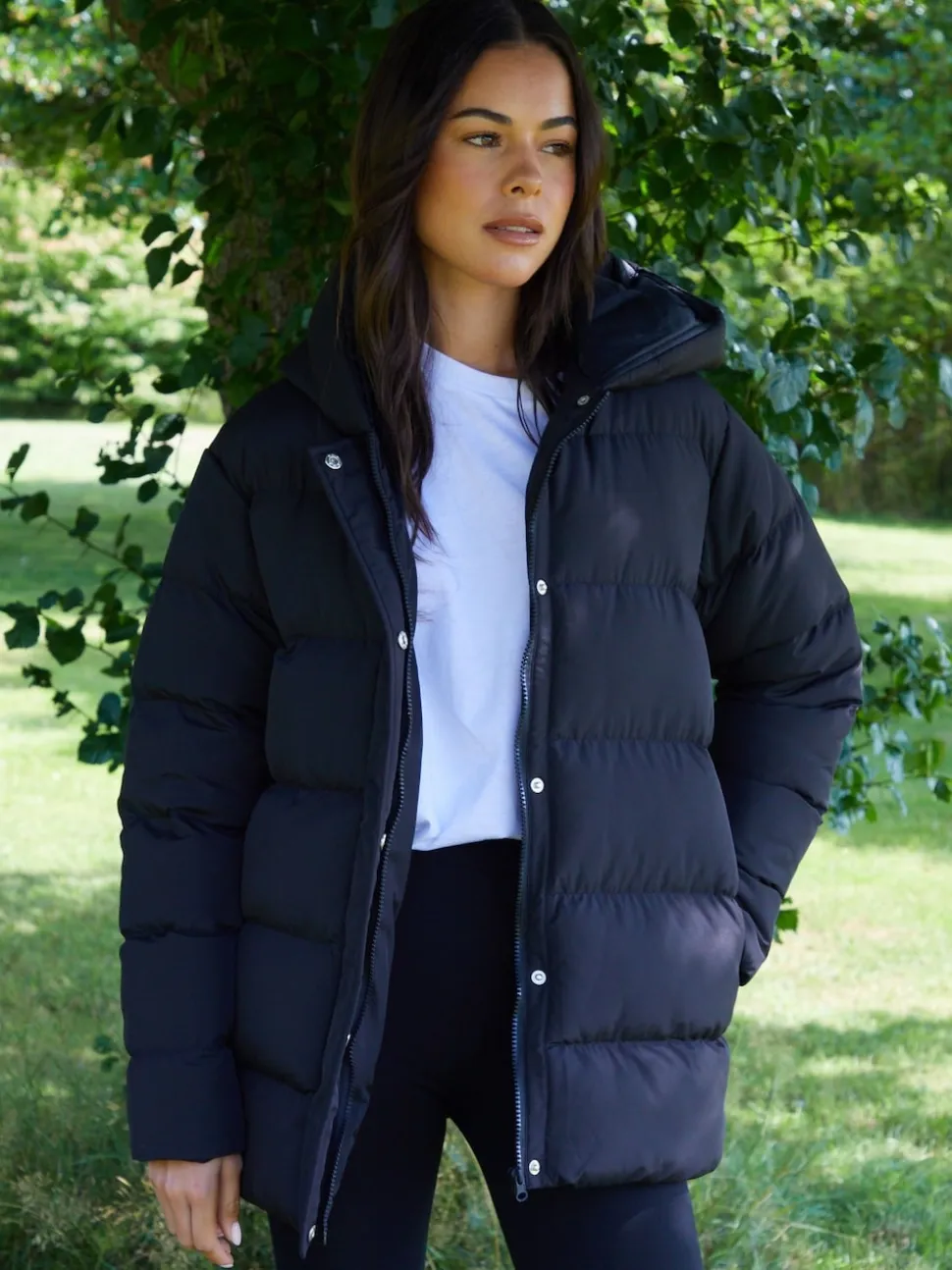 Threadbare Black Curve Puffer Jacket