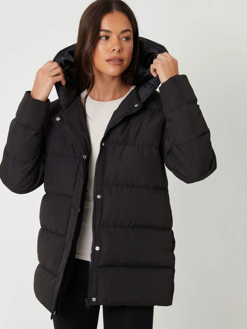 Threadbare Black Curve Puffer Jacket
