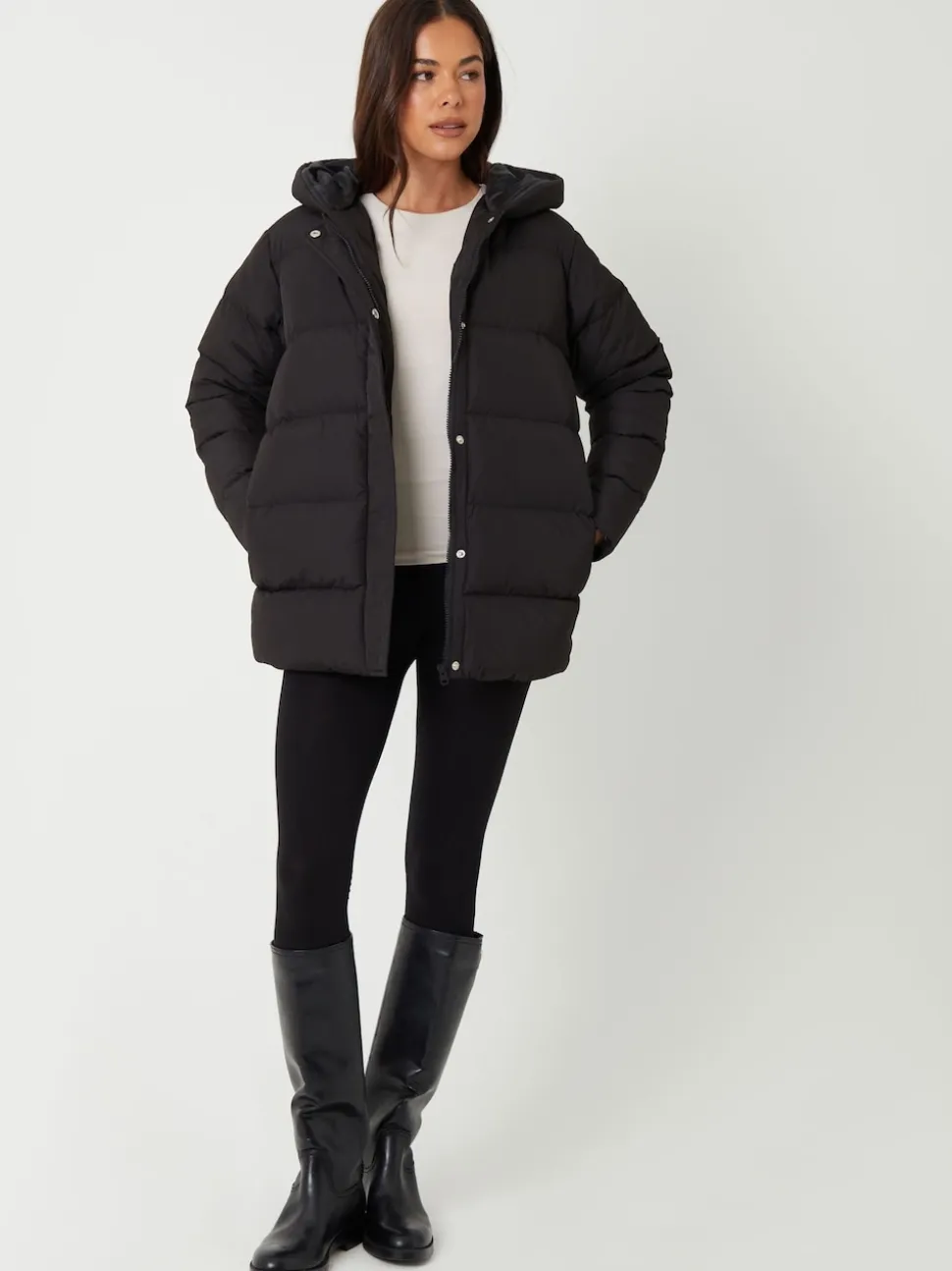 Threadbare Black Curve Puffer Jacket
