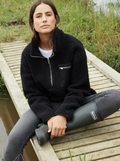 Threadbare Black Half Zip Borg Fleece