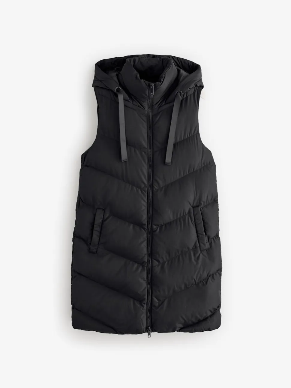 Threadbare Black Longline Padded Gilet