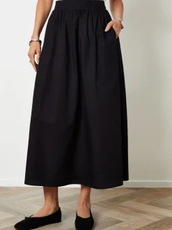 Threadbare Black Midi Skirt with Pockets