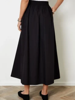 Threadbare Black Midi Skirt with Pockets