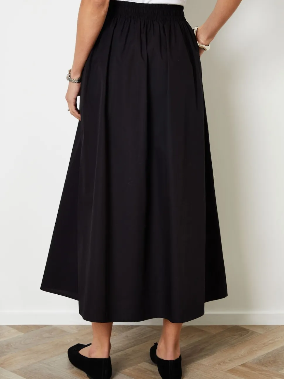 Threadbare Black Midi Skirt with Pockets