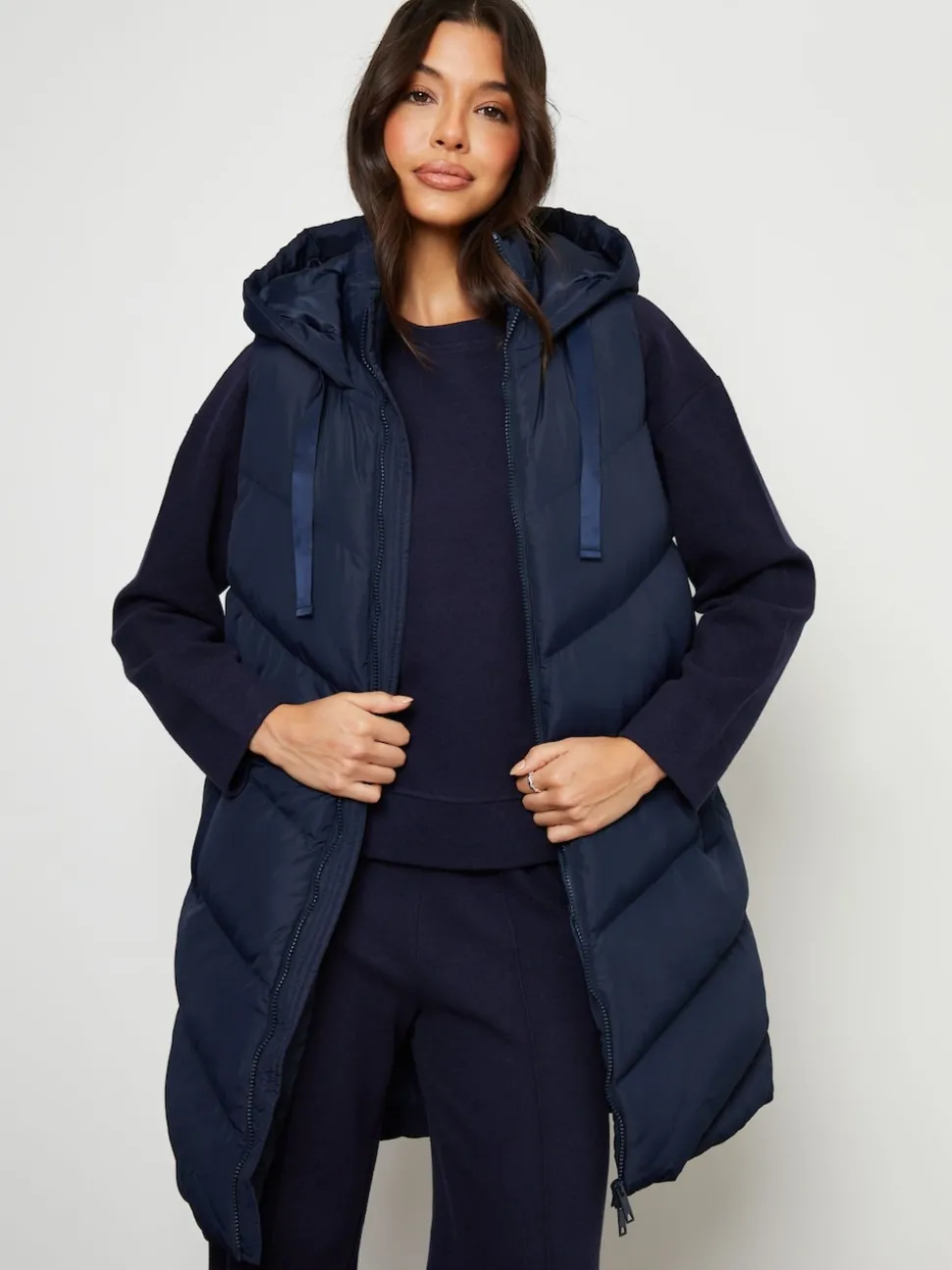 Threadbare Blue Longline Padded Gilet