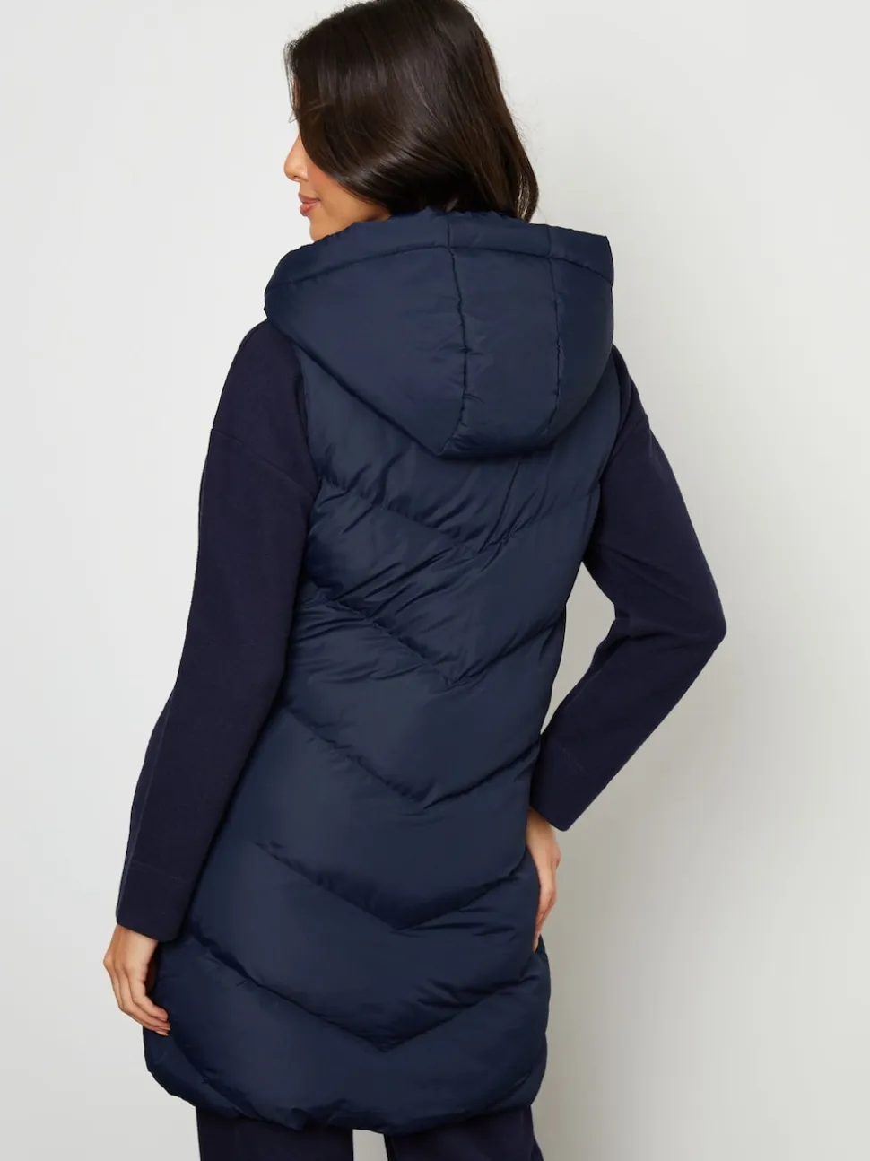 Threadbare Blue Longline Padded Gilet