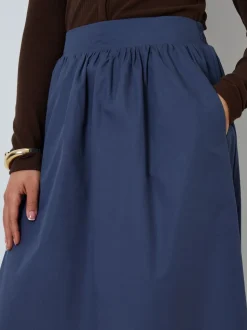 Threadbare Blue Midi Skirt with Pockets