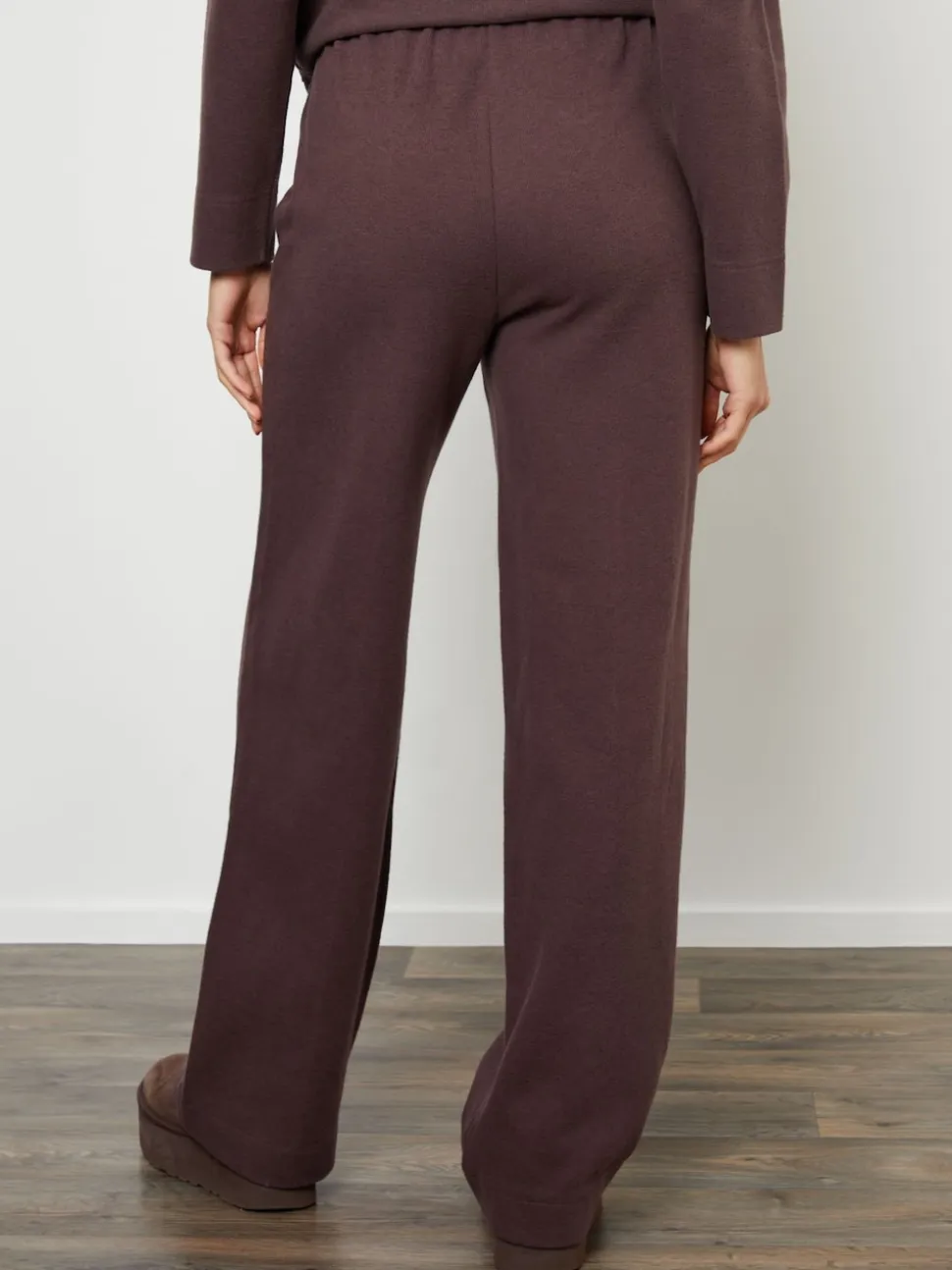 Threadbare Brown Cosy Rib Pull On Wide Leg Joggers