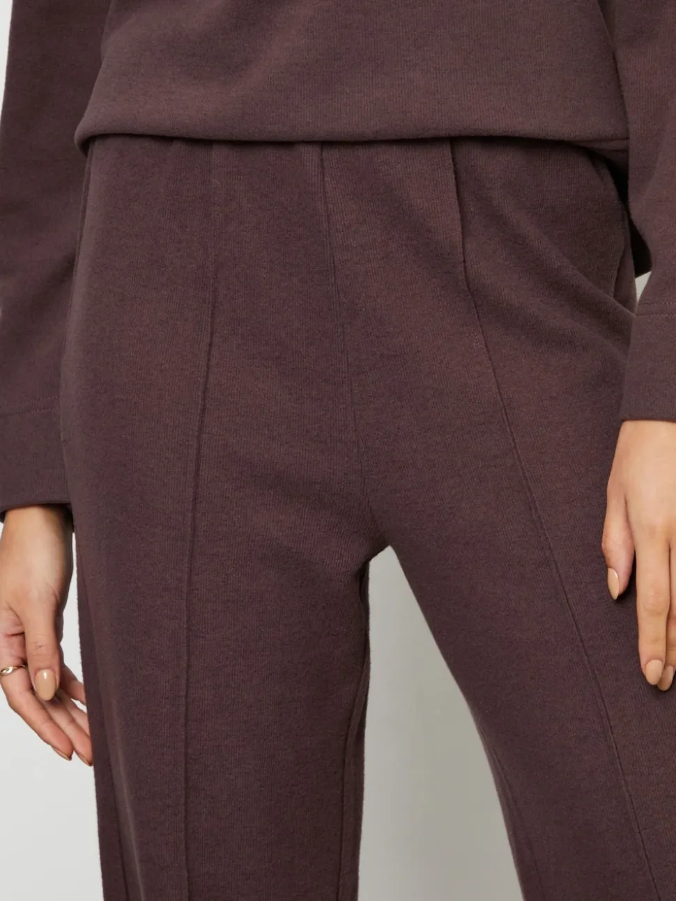 Threadbare Brown Cosy Rib Pull On Wide Leg Joggers