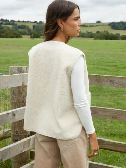 Threadbare Cream Reversible Borg Gilet