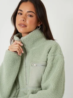 Threadbare Green Half Zip Borg Fleece