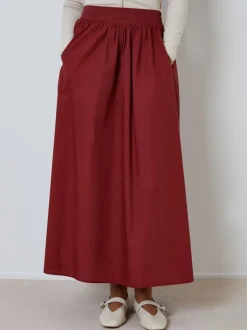 Threadbare Maroon Red Midi Skirt with Pockets